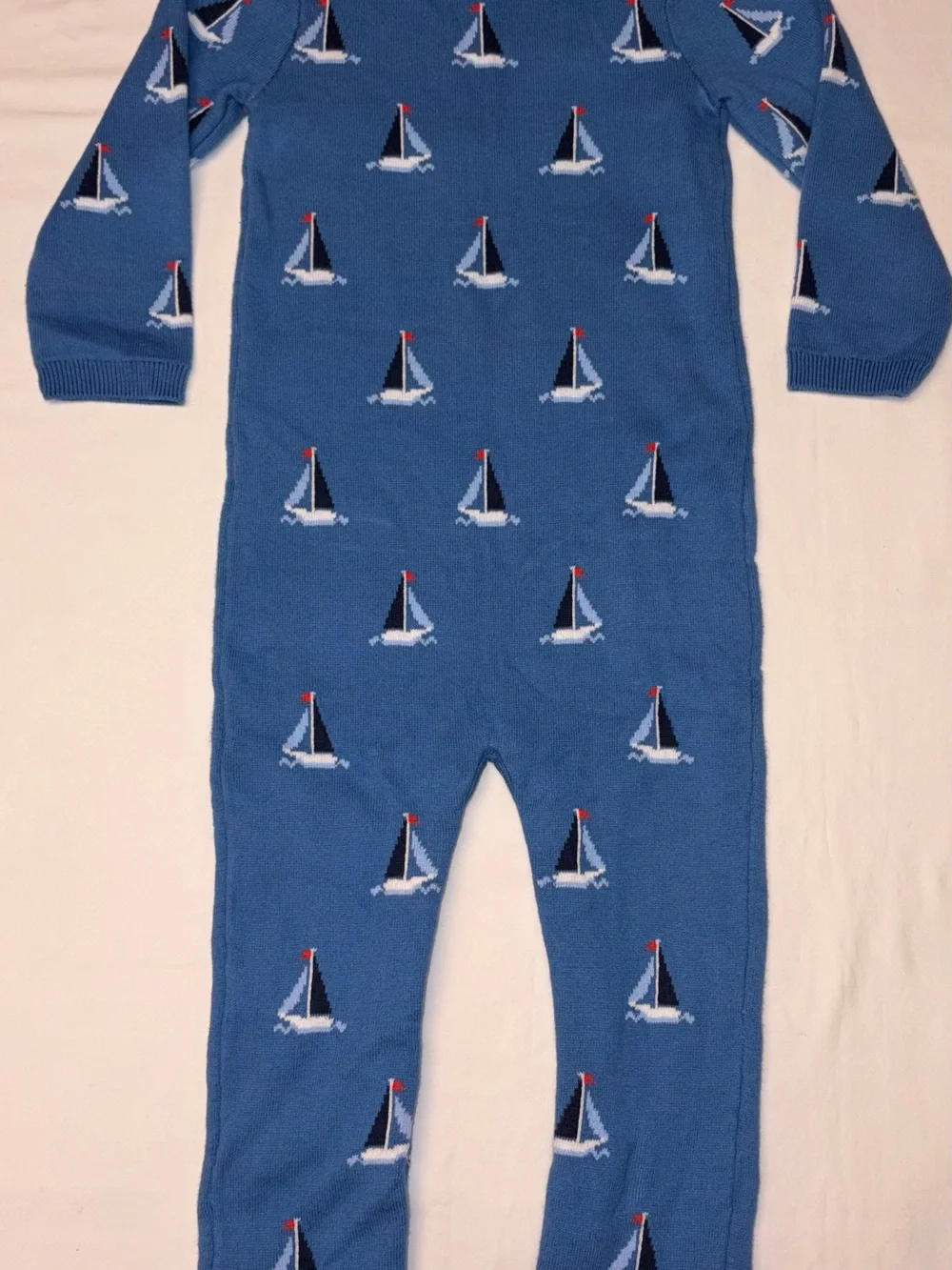 Janie and Jack sweater knit romper with sailboat print sz18-24 months NWT